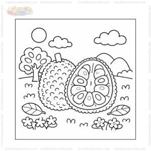 Tranh tô màu quả mít cắt đôi