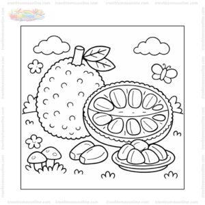 Tranh tô màu quả mít và múi mít