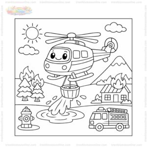 Tranh tô màu máy bay trực thăng chữa cháy