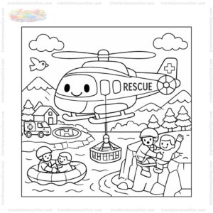 Tranh tô màu máy bay trực thăng làm nhiệm vụ