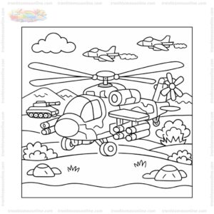 Tranh tô màu máy bay trực thăng quân sự