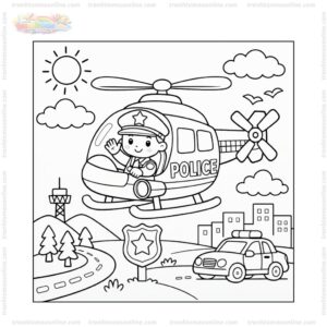 Tranh tô màu máy bay trực thăng tuần tra cảnh sát