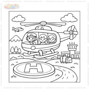 Tranh tô màu máy bay trực thăng vận chuyển hành khách