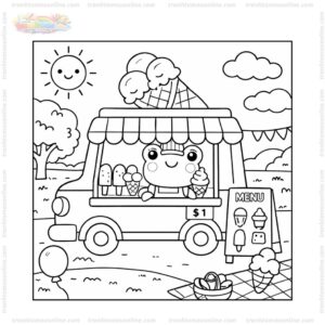 Tranh tô màu xe bán kem vào ngày hè Tranh tô màu xe bán kem vào ngày hè