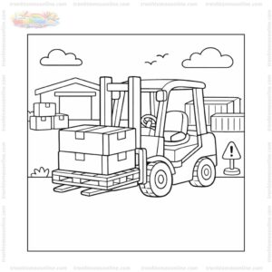 Tranh tô màu xe nâng chở pallet hàng hóa