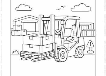 Tranh tô màu xe nâng chở pallet hàng hóa