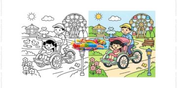 tranh tô màu xe xích lô