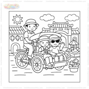 Tranh tô màu xe xích lô chở khách Tranh tô màu xe xích lô chở khách