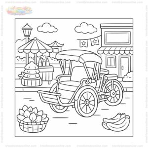 Tranh tô màu xe xích lô đậu bên đường Tranh tô màu xe xích lô đậu bên đường