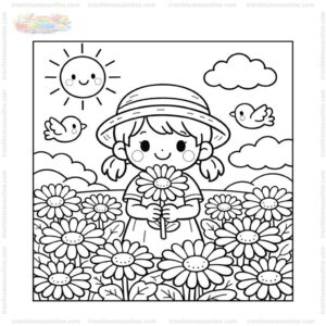 Tranh tô màu vườn hoa đồng tiền cho bé